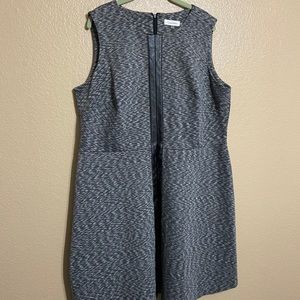 Calvin Klein A-line dress with faux leather trim